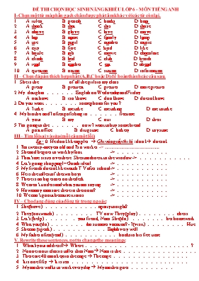 Bộ đề thi chọn học sinh năng khiếu môn Tiếng Anh Lớp 6
